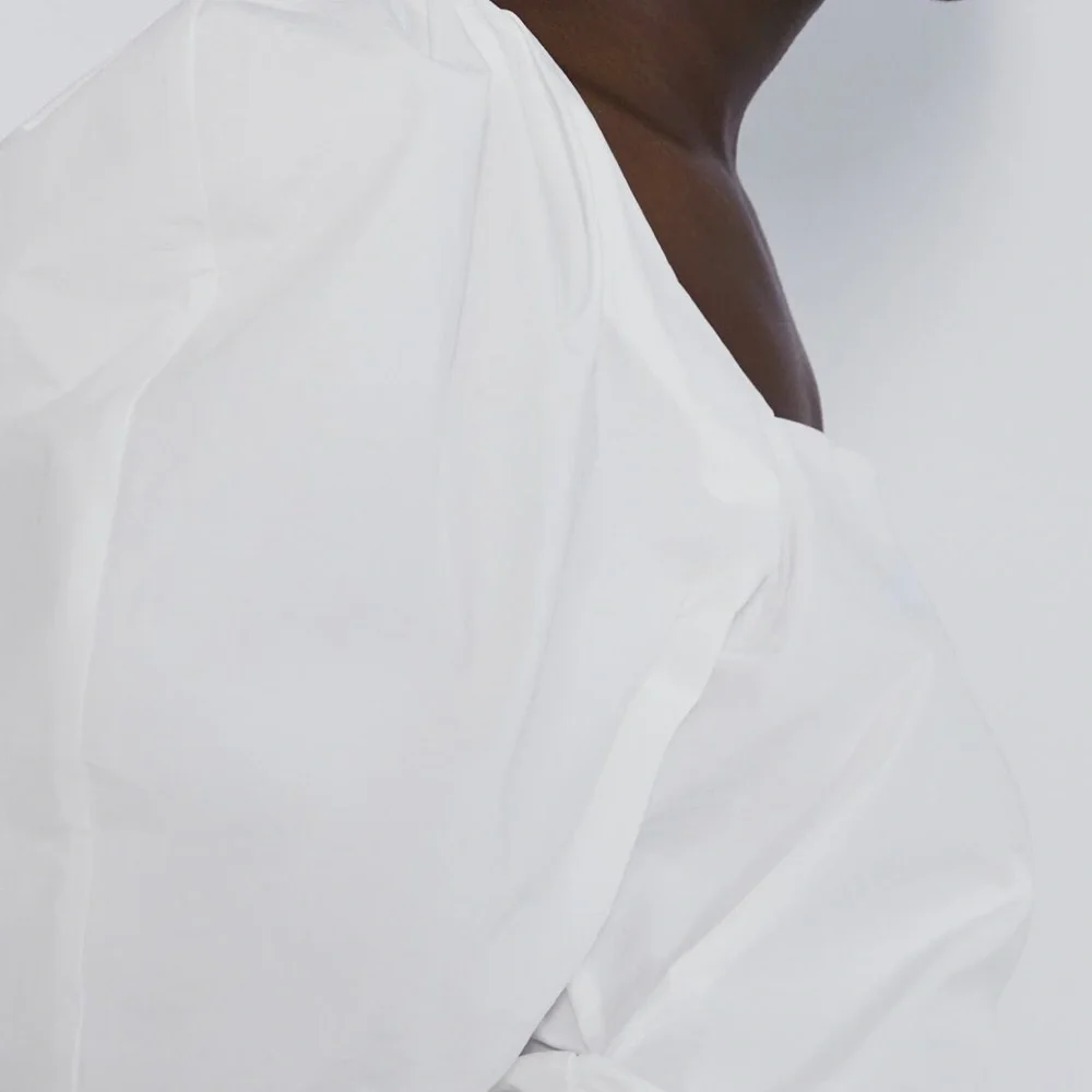 Zara White Shirt with Puff Full Sleeve sz Large